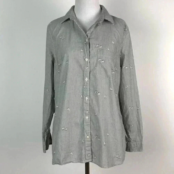 Old Navy womens top sz M white gray alpaca llama - Picture 11 of 11